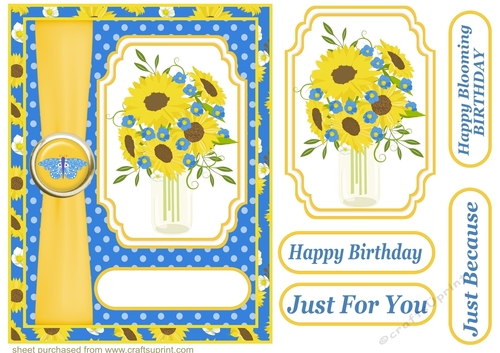 Yellow and blue sunflower card front 2