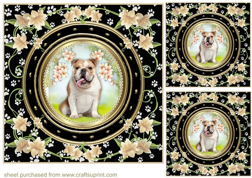 3 Floral paw print dog card front/toppers 9
