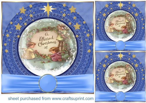 3 Blue sweet Christmas angel card front/toppers 4