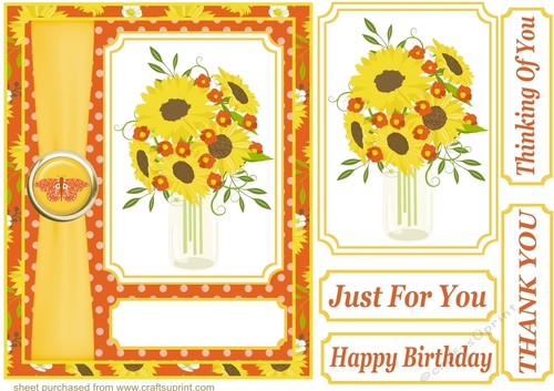 Yellow and orange sunflower card front 2