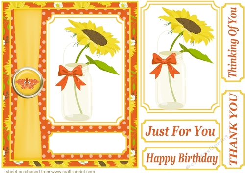 Yellow and orange sunflower card front 3