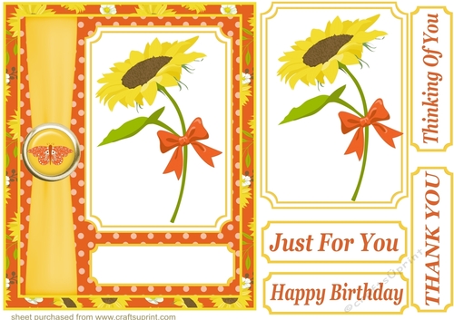 Yellow and orange sunflower card front 4