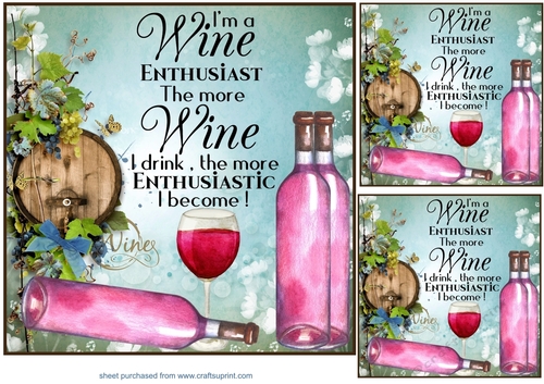 3 Wine enthusiasts card front/toppers