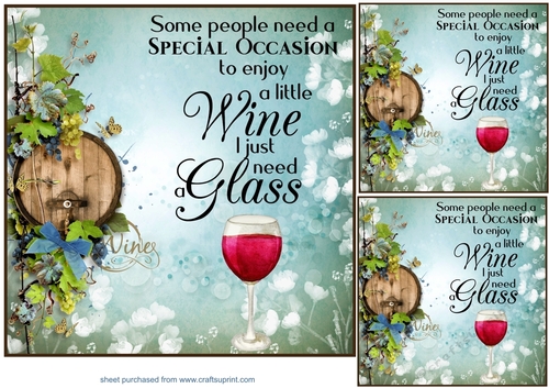 3 Wine glass card front/toppers