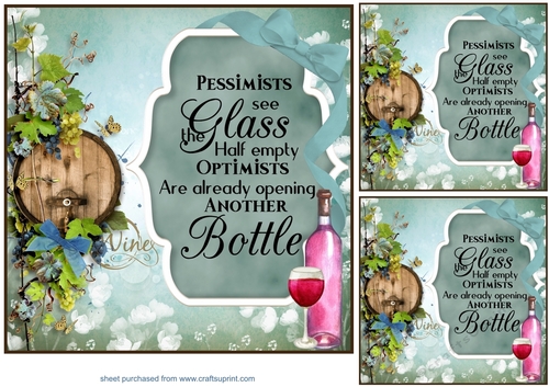 3 Wine themed card front/toppers 2