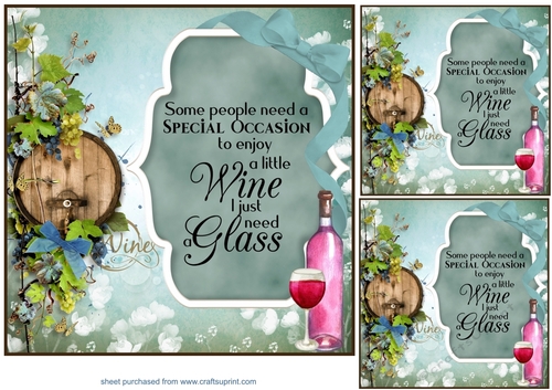 3 Wine themed card front/toppers 3
