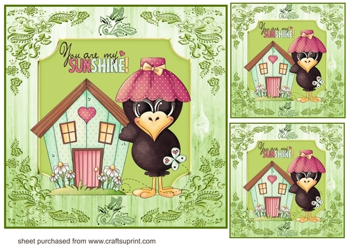 3 Green crow You are my sunshine card front/toppers 1