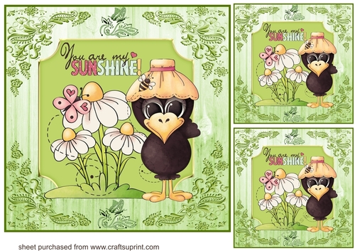 3 Green crow You are my sunshine card front/toppers 2
