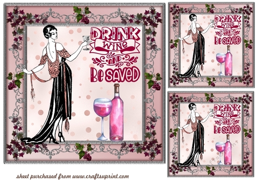 3 Red drink wine and be saved card front/toppers