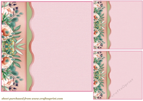 3 Pink floral border card front/topper blanks 2