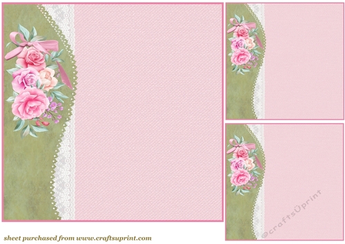 3 Pink floral border card front/topper blanks 3