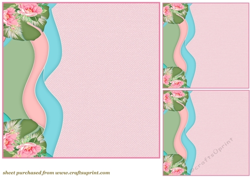 3 Pink floral border card front/topper blanks 5