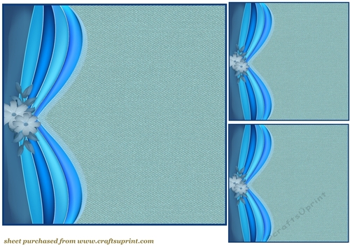 3 Blue floral border card front/topper blanks 1