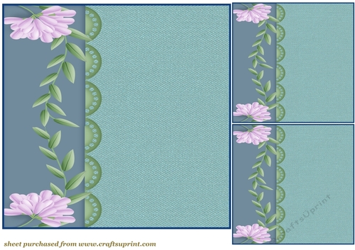 3 Blue floral border card front/topper blanks 3