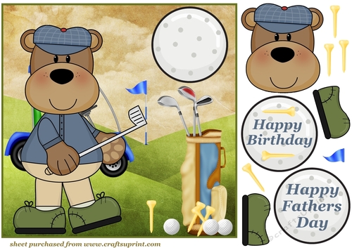 Birthday/Fathers day golf bear card front 1