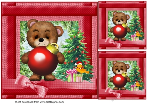 3 Beary Christmas card front/toppers 2