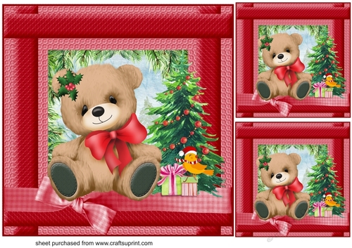 3 Beary Christmas card front/toppers 4