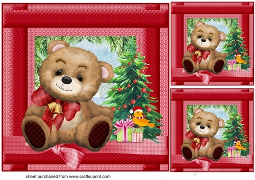 3 Beary Christmas card front/toppers 5