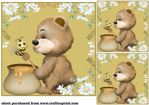 3 Yellow floral bear card front/toppers(value sheet) 2