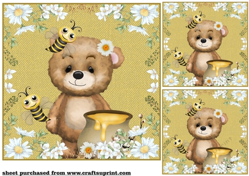 3 Yellow floral bear card front/toppers(value sheet) 4