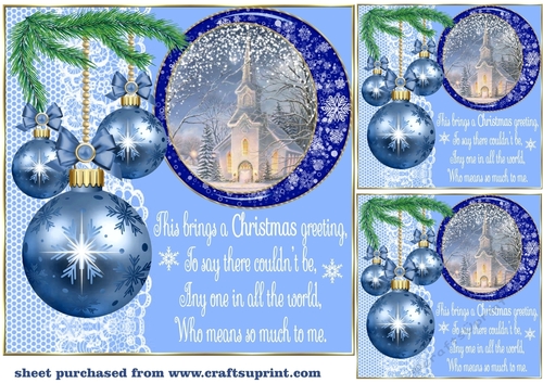 3 Light blue Christmas scene card front/toppers(value sheet) 1