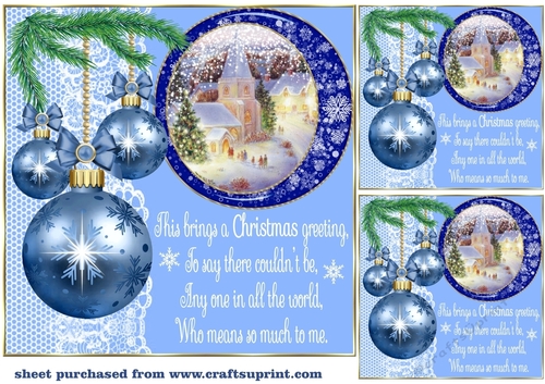 3 Light blue Christmas scene card front/toppers(value sheet) 2