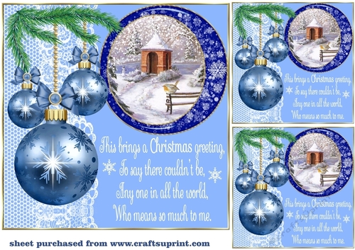3 Light blue Christmas scene card front/toppers(value sheet) 3