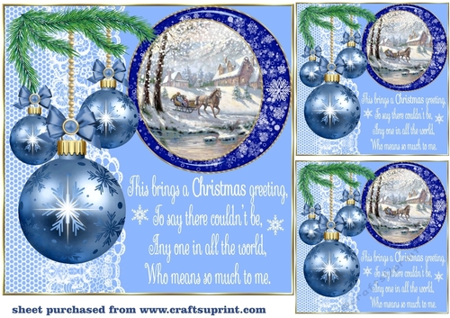 3 Light blue Christmas scene card front/toppers(value sheet) 5