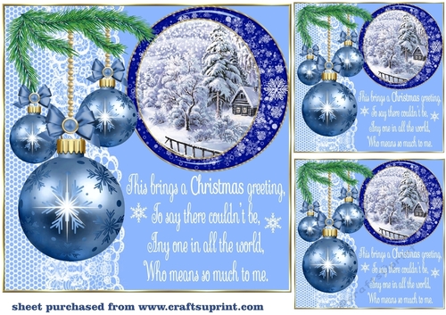 3 Light blue Christmas scene card front/toppers(value sheet) 6
