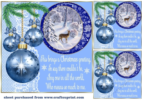 3 Light blue Christmas scene card front/toppers(value sheet) 7