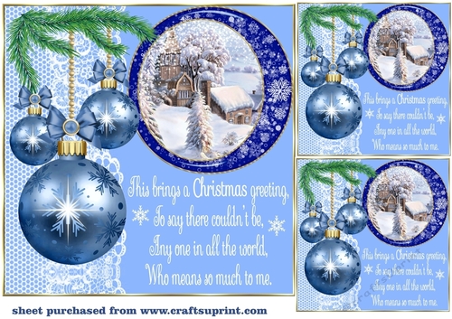 3 Light blue Christmas scene card front/toppers(value sheet) 8