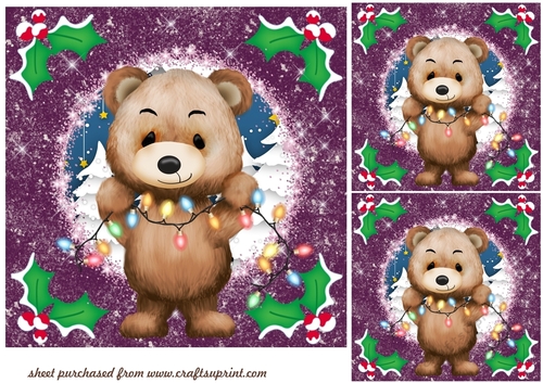 3 Purple Christmas bear card front/toppers(value sheet) 4