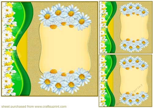3 Yellow daisy card front/topper blanks