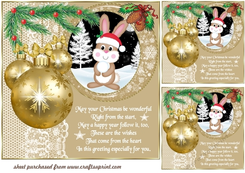 3 Gold Christmas woodland animal card front/toppers(value sheet) 4