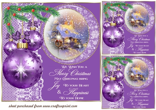 3 Purple Christmas cottage card front/toppers(value sheet) 4