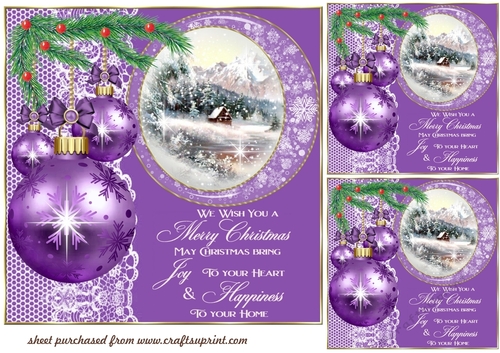 3 Purple Christmas cottage card front/toppers(value sheet) 7