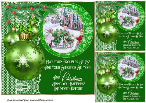 3 Green Christmas shop card front/toppers (value sheet) 4