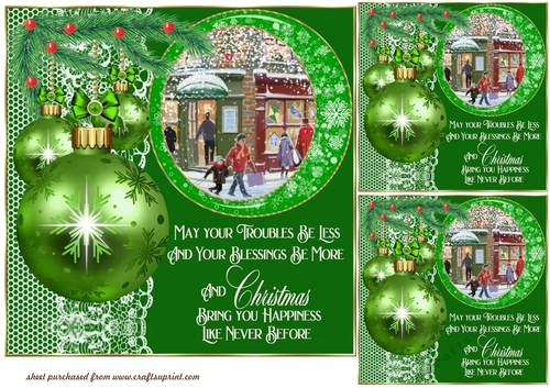 3 Green Christmas shop card front/toppers (value sheet) 6