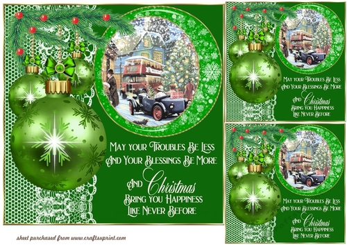 3 Green Christmas shop card front/toppers (value sheet) 7