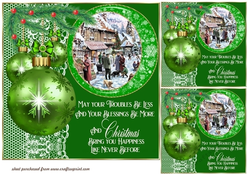 3 Green Christmas shop card front/toppers (value sheet) 8