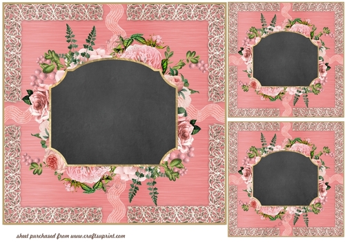 3 Pink floral chalkboard card front/topper Blanks(value sheet)2