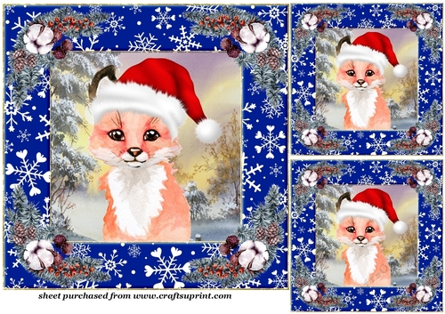 3 Christmas wildlife card front/toppers(value sheet) 1