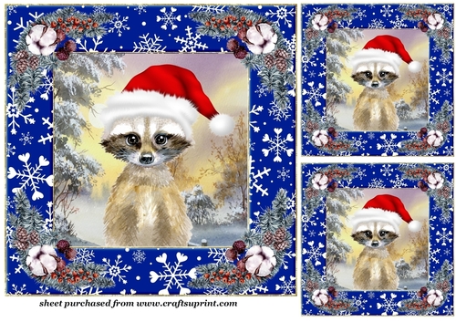 3 Christmas wildlife card front/toppers(value sheet) 2
