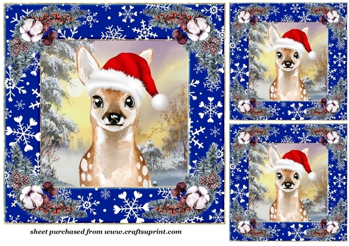 3 Christmas wildlife card front/toppers(value sheet) 5