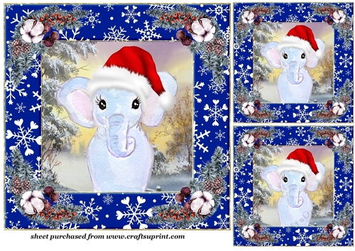 3 Christmas wildlife card front/toppers(value sheet) 7