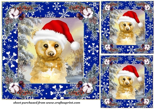 3 Christmas wildlife card front/toppers(value sheet) 8