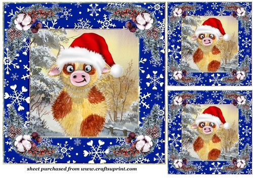 3 Christmas cartoon animal card front/topper(value sheet) 1