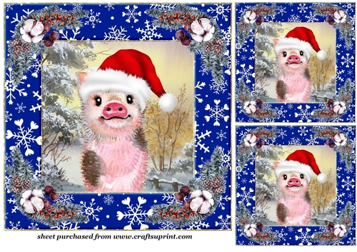 3 Christmas cartoon animal card front/topper(value sheet) 2