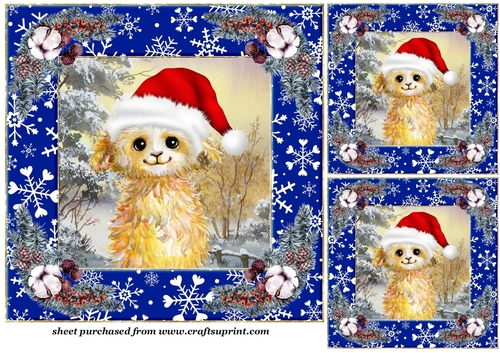 3 Christmas cartoon animal card front/topper(value sheet) 3