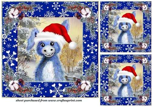 3 Christmas cartoon animal card front/topper(value sheet) 5
